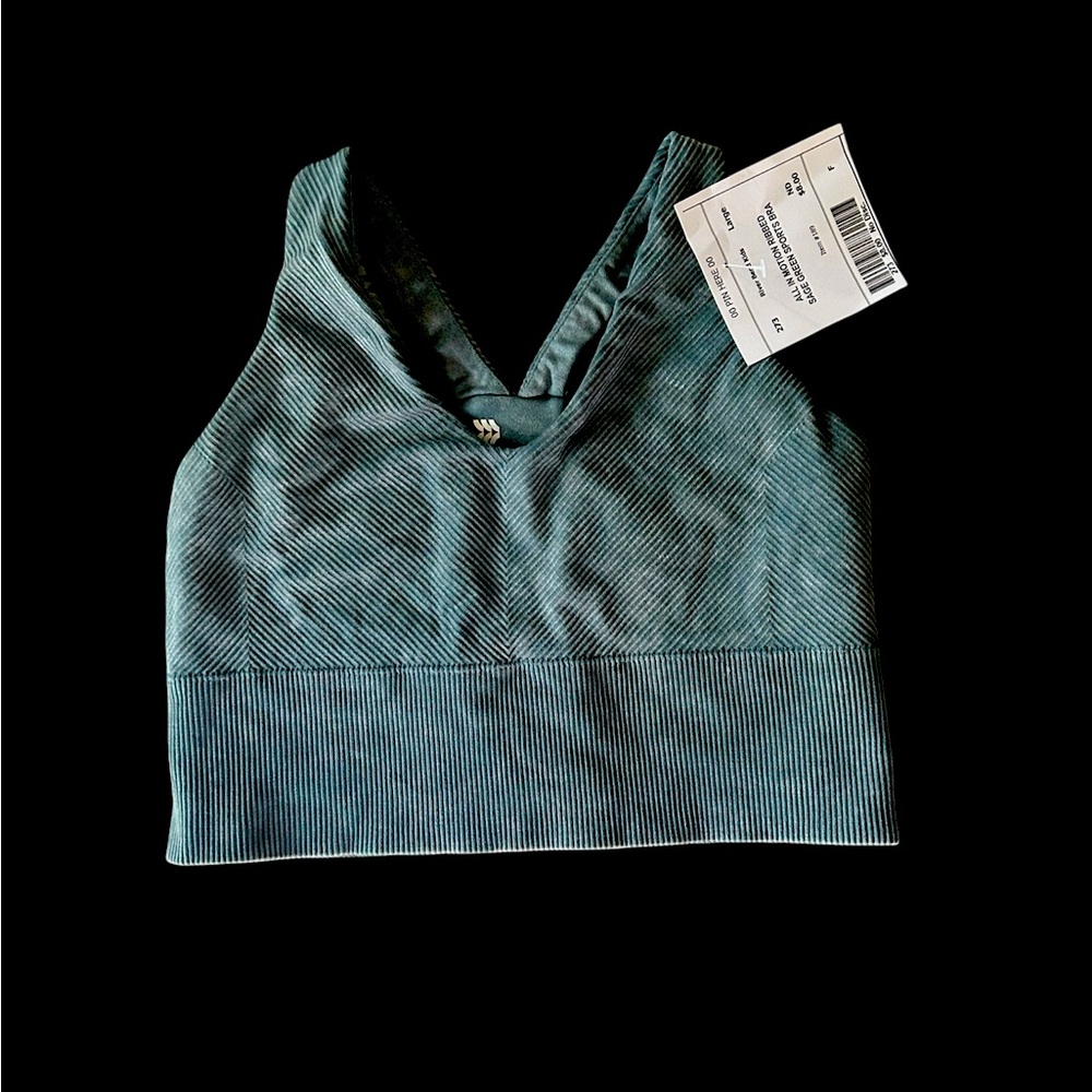 Sage green ribbed sports bra from all in motion (size L)